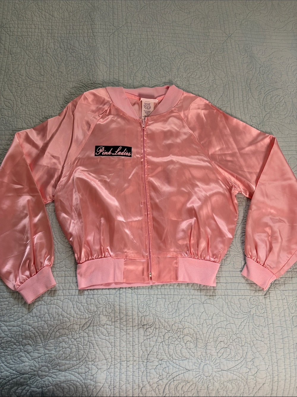 Vintage Pink Ladies Satin Bomber Jacket